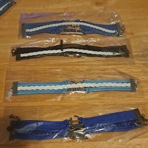 Braided 'LOVE' Multi-Blue Charm Bracelets Set Of 4